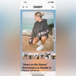 Super cute Dandy Worldwide Hearts on a sleeve in charcoal gray. Like new!